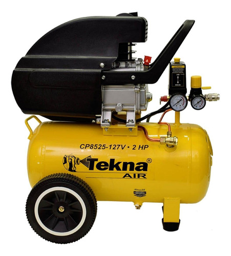 Compressor de ar elétrico portátil Tekna CP8525C monofásica 24L 2hp 220V 60Hz amarelo