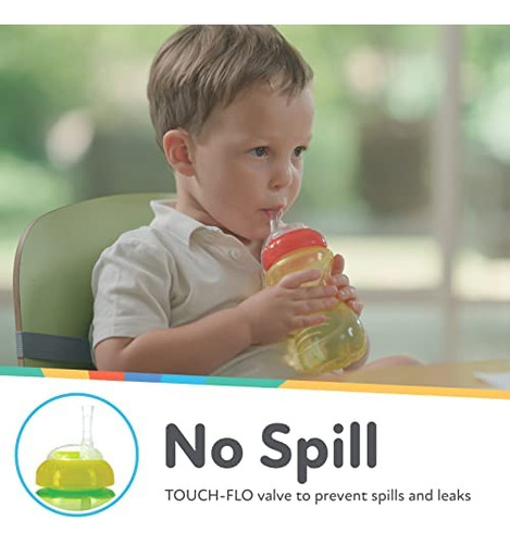 Nuby Vaso Antiderrames Para Niños, Set 3 C/pajita