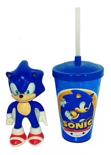 Sonic ul Amarelo Preto Vermelho Kit 4 Bonecos + Canecas - Super