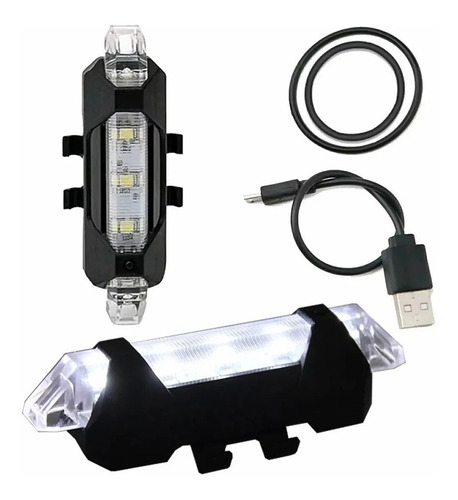 Luz Led Bicicleta Recargable Usb Alta Potencia Blanca Fría