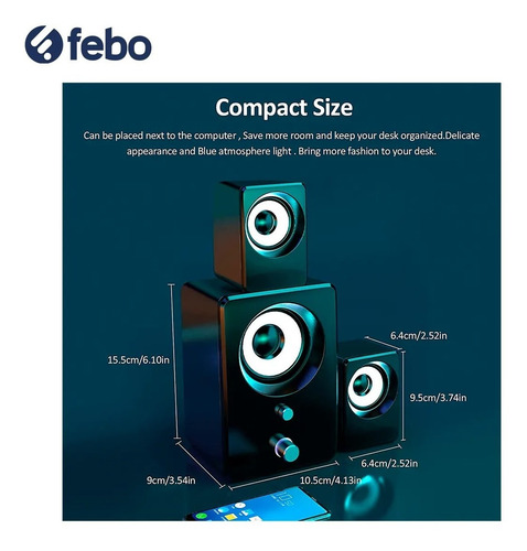Imagen 5 de 9 de Parlante Home Theater 2.1 Multimedia Pc Tv Celular Febo