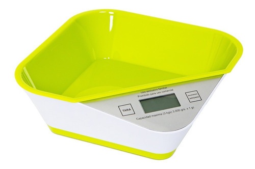 Balanza Digital De Cocina Con Contenedor Verde 3kg Con Pilas Capacidad máxima 3 kg