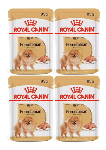 Kit 4 Unidades Royal Canin Ração Sachê Pomeranian Adult 85g