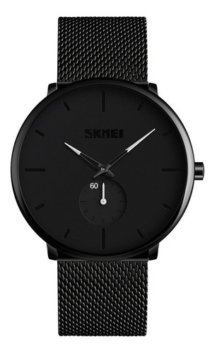 Reloj Hombre Skmei 9185 Acero Negro Minimalista Gtia 1 Año