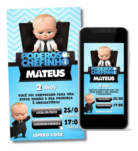 Convite Digital Interativo O Poderoso Chefinho