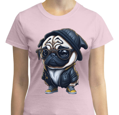 Playera Ilustración Perro Pug Para Mujer - Mascota