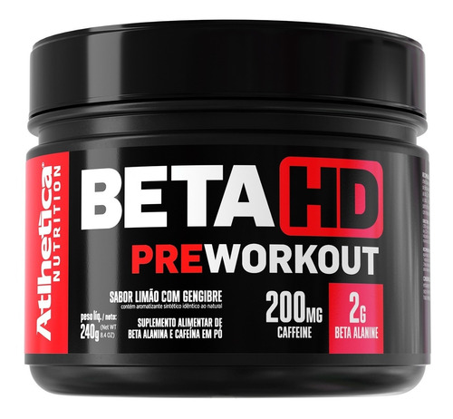 Beta Hd Pre Workout 240g - Atlhetica -beta Alanina E Cafeína