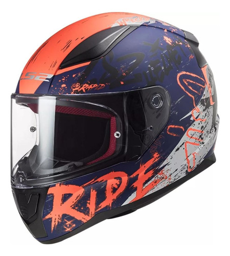 Casco Moto Ls2 Ff 353 Rapid Naughty Blue Orange Matt Helmet