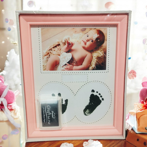 Porta Retrato Bebe Azul Rosa E Branco/carimbo Para Mãos E Pé Lisa