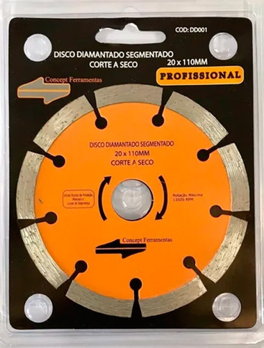 Disco Diamantado Segmentado Corte A Seco 20 X 110mm Cor Laranja-claro