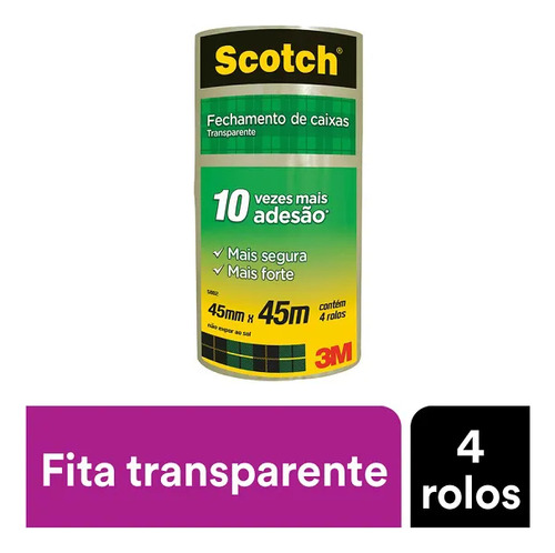 Fita adesiva de embalagem Scotch 3M layout 5802 45m x 4.5cm - 4 unidades