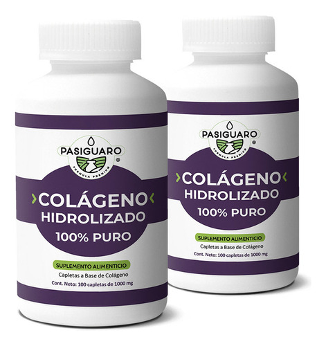Colágeno Hidrolizado 100% Puro 100 Capletas De 1000 Mg