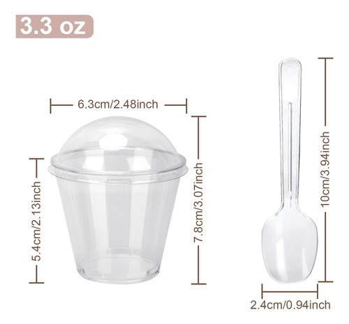 Hawhawtoys Vasos De Postre Con Tapas De Cúpula Y Cucharas, P