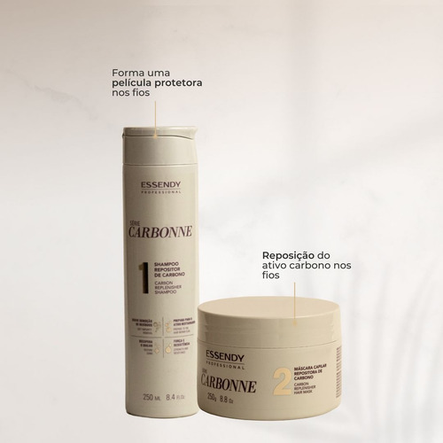Kit Combo Carbonne Essendy 250ml Sh, Masc + Escova (3 Itens)