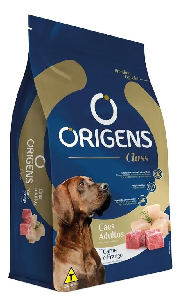 Ração Seca Origens Class para Cão Adulto de Carne e Frango, 15 kg