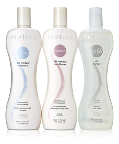 Biosilk Champú, Acondicionador Y Sérum De 3 Piezas.