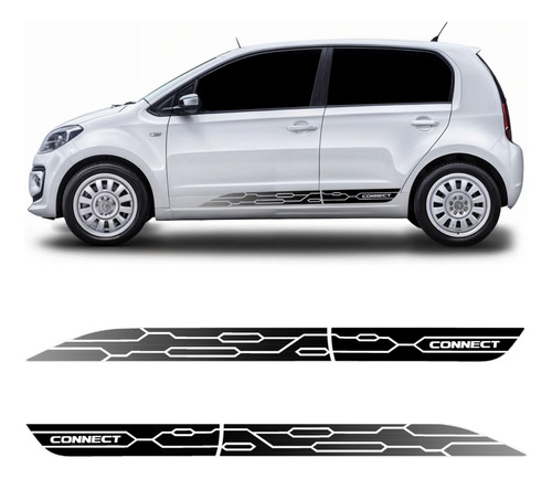 Kit Adesivo Faixa Cinza Vw Up! Connect 2018 19 20 2021 Preto
