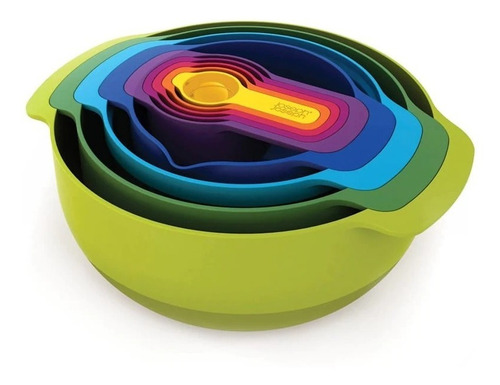 Set Bowls Joseph Nest9 Plus Bowl Colador Taza Medidora X9 Pz Color Multicolor