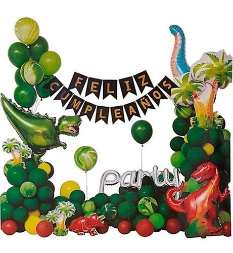 Arco Globos Dinosaurios Decoración Fiesta Bombas Set Kit