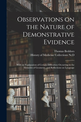 Libro Observations On The Nature Of Demonstrative Evidenc...