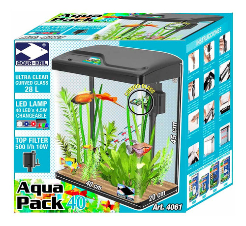 Acuario Equipado Pecera Peces 28 Litros Aquakril 4061 Color N/a