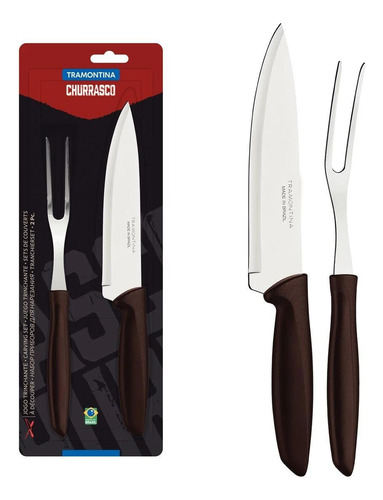 Juego de cuchillos y tenedores Tramontina Plenus de acero inoxidable para trinchar, color marrón