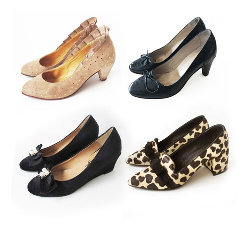 Lote Zapatos Cuero Varios Modelos Cerrados Invierno N. 37