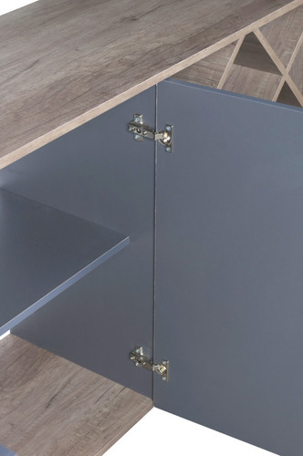 Rack Mesa Para Tv Bahiut Comoda Bar 2 Puertas + Bodeguero! Color Nebrasca Gris/ Gris Sombra
