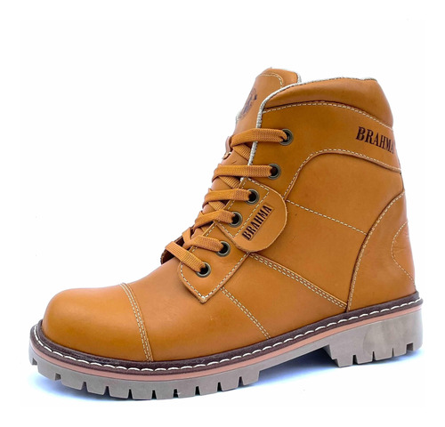 Botas Brahma En Cuero Café Miel Claro Para Hombre Y Mujer