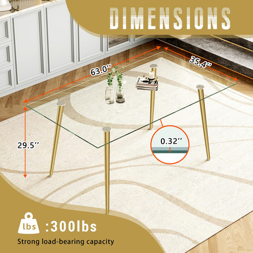 Mesa De Comedor De Cristal Para 6 Mesa Rectangular De