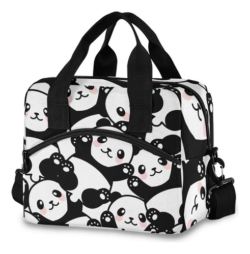 Bolsas De Almuerzo Cute Panda Para Mujer, Color Negro Y B...