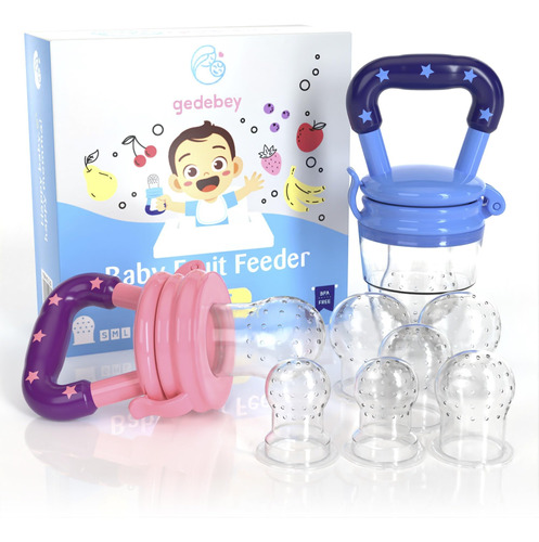 Gedebey Baby Food Feeder Pacifier - 2 Pack Frozen Fruit Tee.