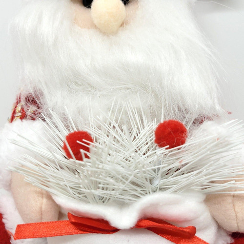 Papai Noel Pelúcia Sentado 20cm Vermelho E Branco