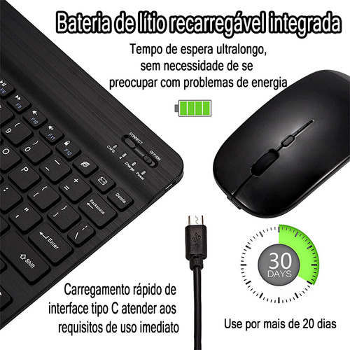 Capa Para Tablet Samsung Tab A9 Com Abnt2 Teclado E Mouse