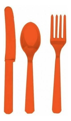 Cubiertos Mix Tenedor Cuchara Cuchillo Naranja P/24 Personas
