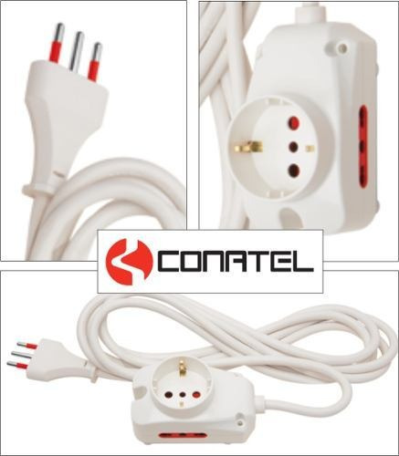 Imagen 2 de 6 de Alargue Zapatilla Con Cable De 1 Schuko + 2 Tomas 3 En Linea
