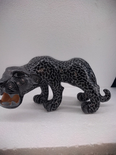 Jaguar Gris Artesanía Barro  Pulido Chiapas Sagrado Maya
