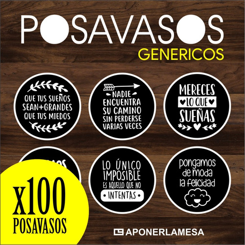 Posavaso Circular Descartable Con Frases Genericas X 100 | MercadoLibre