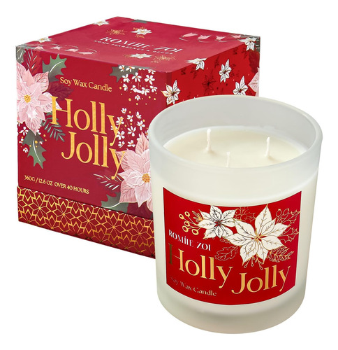Vela Perfumada De Navidad Vela De Cera De Soja De 12.6 Oz,