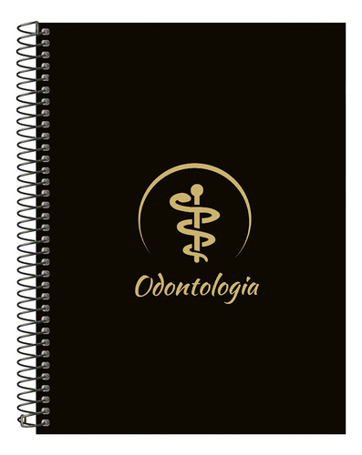 Caderno Universitário Profissões Preto E Gold 320 Folhas Cor Odontologia