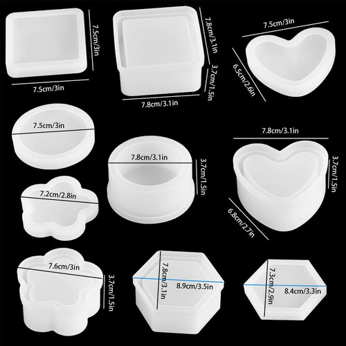 5 Formas Molde Caja De Joyería Molde De Resina Para Cenicero