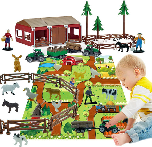 Farm Playset Mini Barn Farm Toys 119pcs Figuras De Anim...