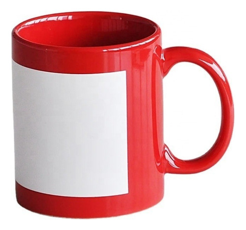 Tazón Taza Roja Con Parche Para Sublimar O Estampar 11oz