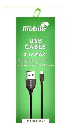 Cable Usb Datos Y Carga Micro Usb V8 Mobile 3.1a Max 1.2m