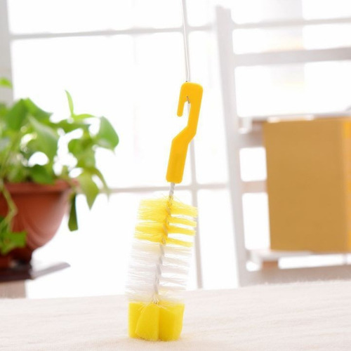 2 Cepillos Multiuso Con Esponja Para Limpieza De Botellas