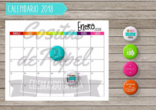 Imagen 5 de 5 de Calendarios Organizador Con 6 Imanes Chapita (pins) 8 Cajas