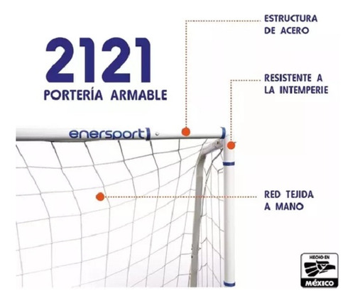 Portería De Fútbol Con Red Enersport De Acero Armable