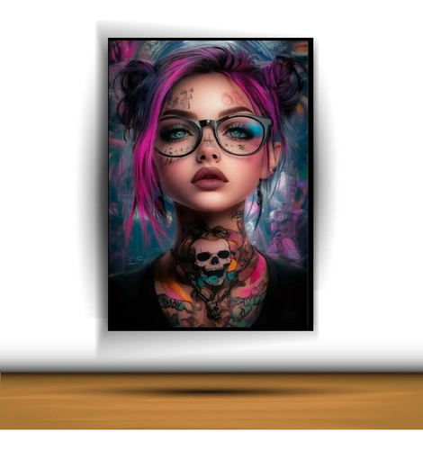 Cuadro Decorativo Mujer Tatuaje A0344b Negro