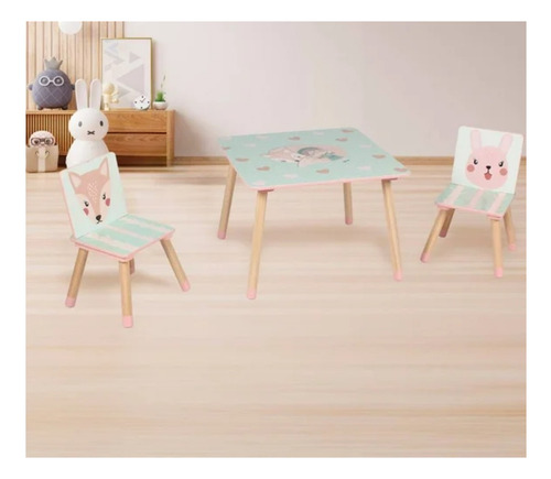 Mesita Con Sillas Infantil Members Mark Rosa Madera+mdf Rosa