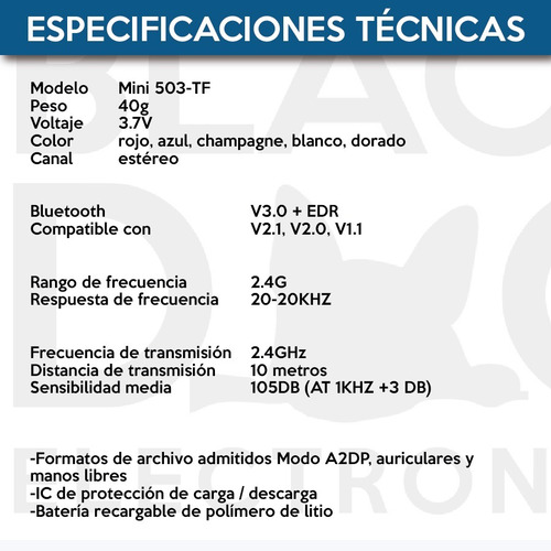 Auriculares Bluetooth Con Microfono Mini 503